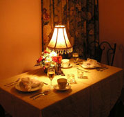 Table set for dinner inthe Red Hat Room