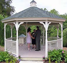 Exchanging vows in the gazebo